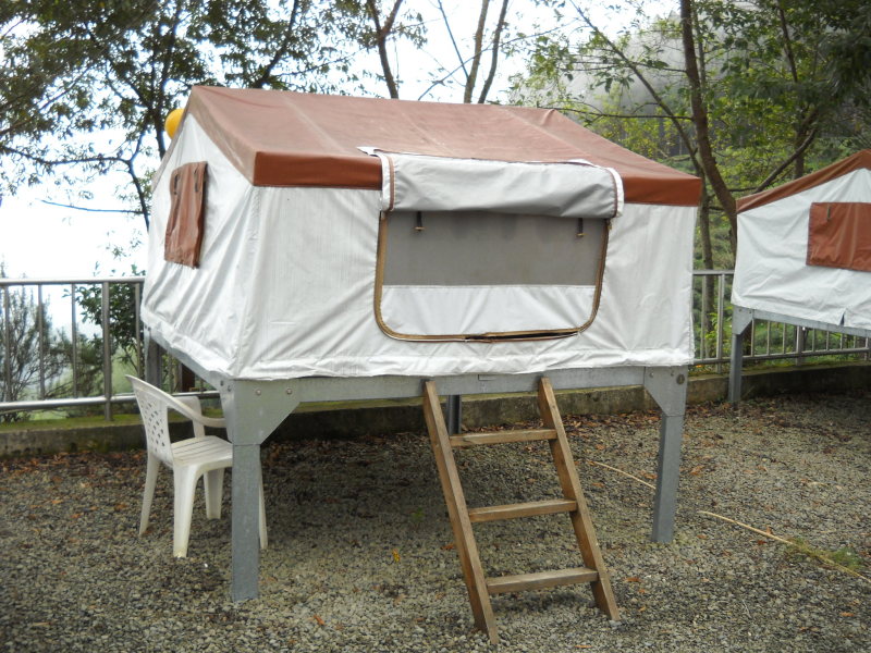 新竹縣 五峰鄉 阿貴營地 有離地面的高架帳篷